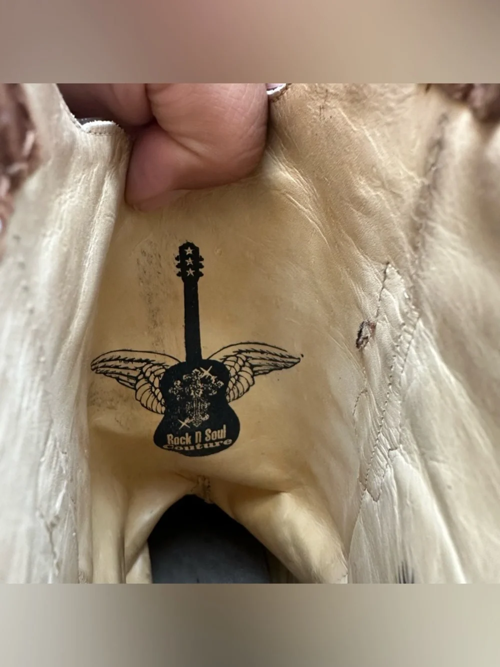 Rock N Soul Couture Embroidered Copper Leather Cowboy Boots Turquoise Accents - Picture 10 of 11